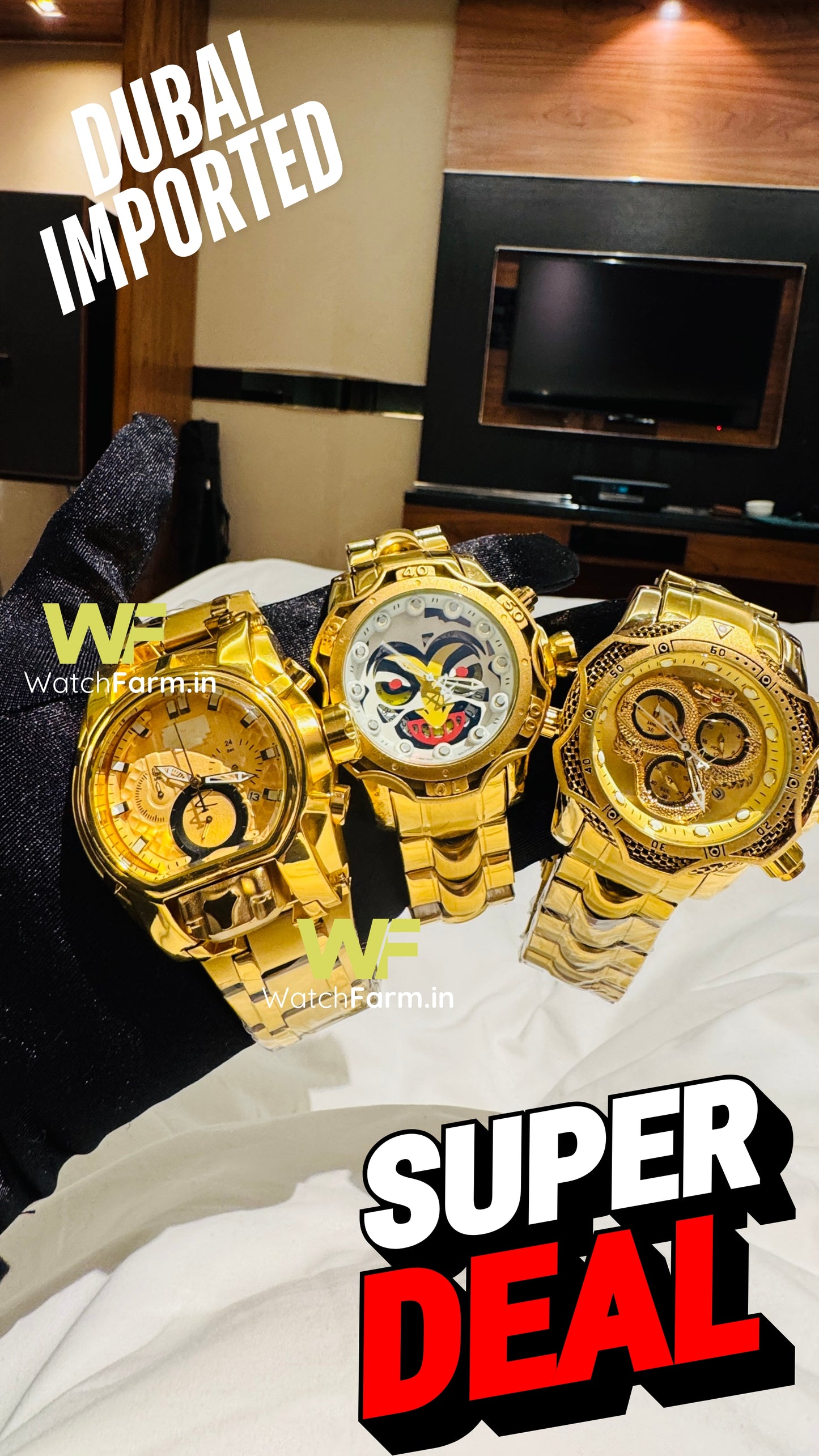 Gold Watch Combo-Pack of 3 Watches