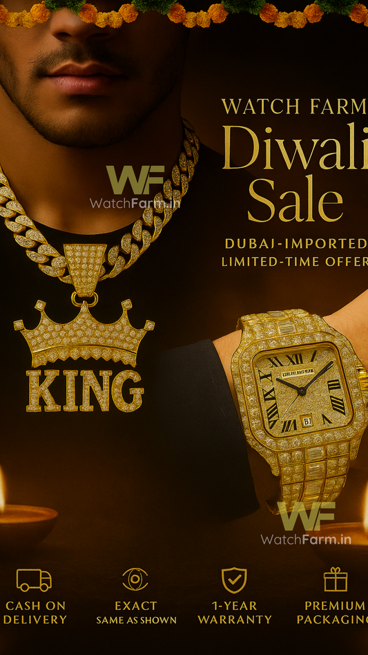 Diamond Watch & King Cuban Chain Combo