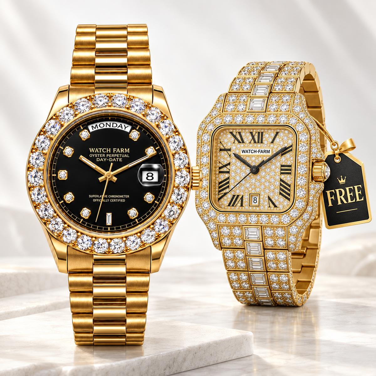 Diwali Combo – Royal Day-Date Automatic + Gold Diamond Roman FREE
