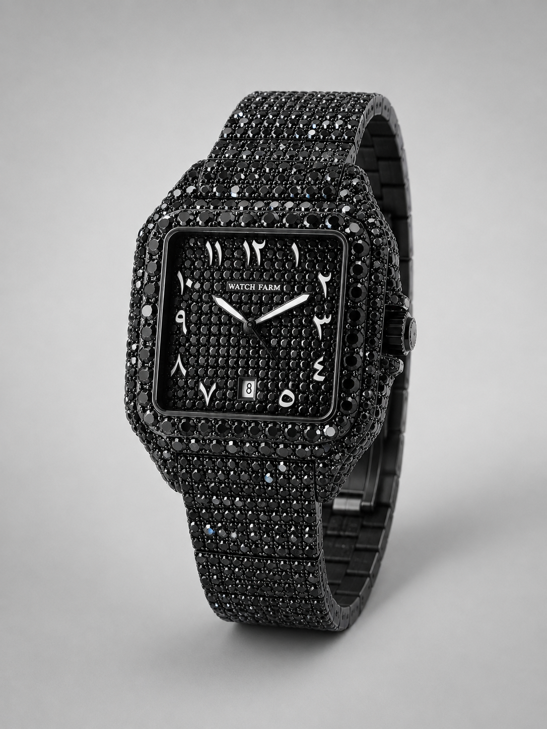WatchFarm Blackout Arabic Diamond Watch – Exclusive Sheikh Edition