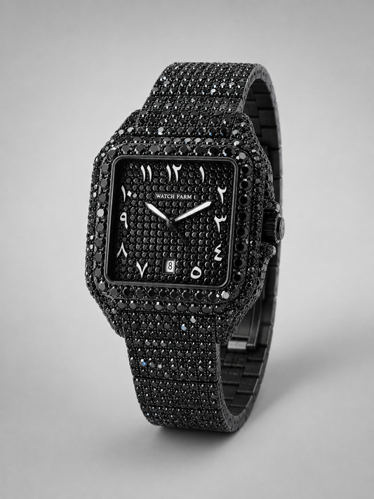 WatchFarm Blackout Arabic Diamond Watch – Exclusive Sheikh Edition
