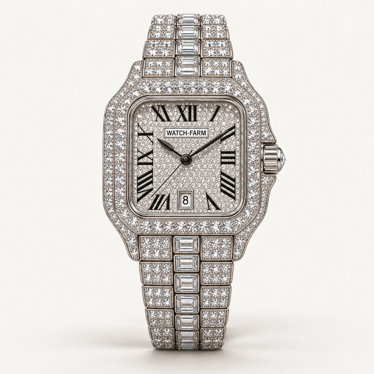 Silver Diamond Roman Numeral Watch – FREE