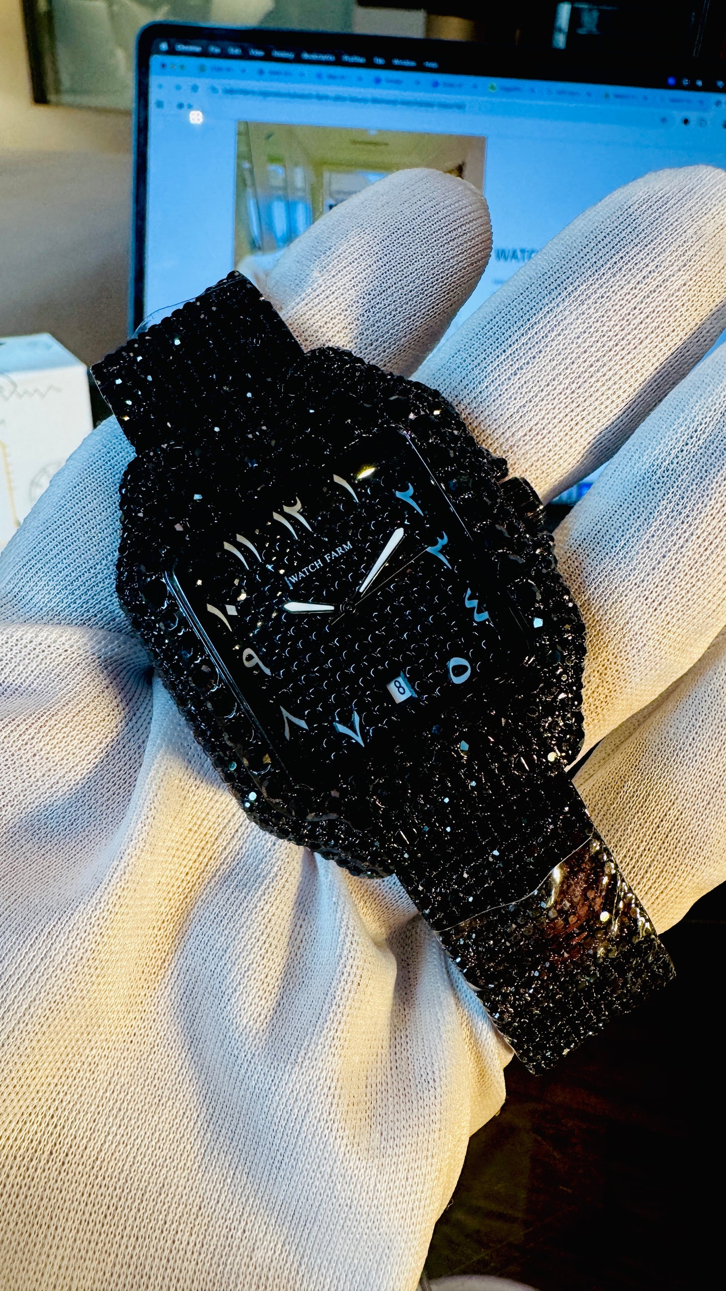 WatchFarm Blackout Arabic Diamond Watch – Exclusive Sheikh Edition