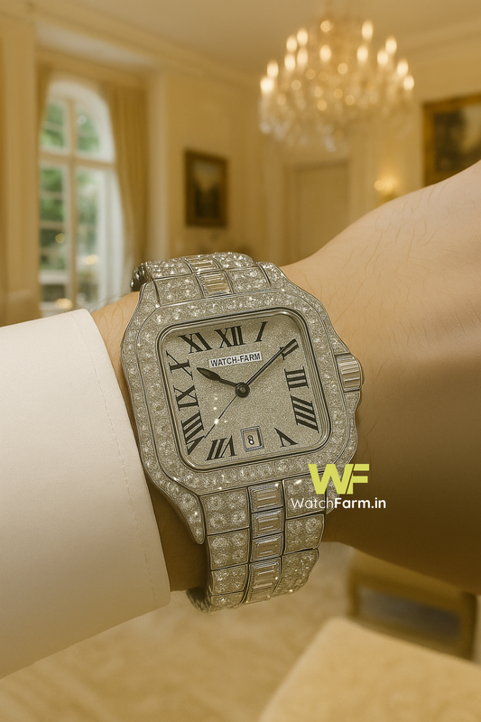 Hand Crafted Ultra Luxury Silver  Diamond Watch