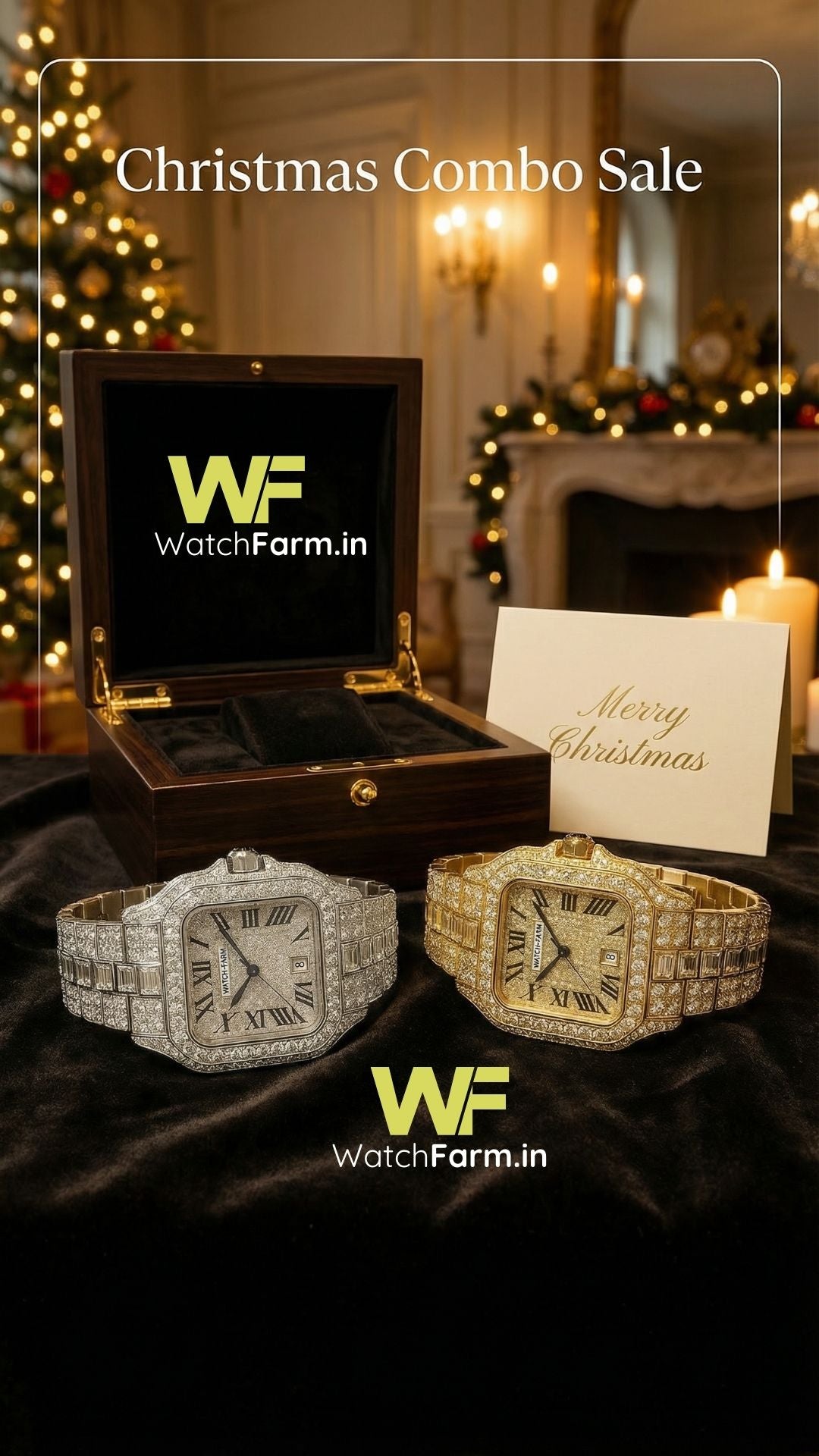 Diamond Watch Gold & Silver Combo-Pack of 2