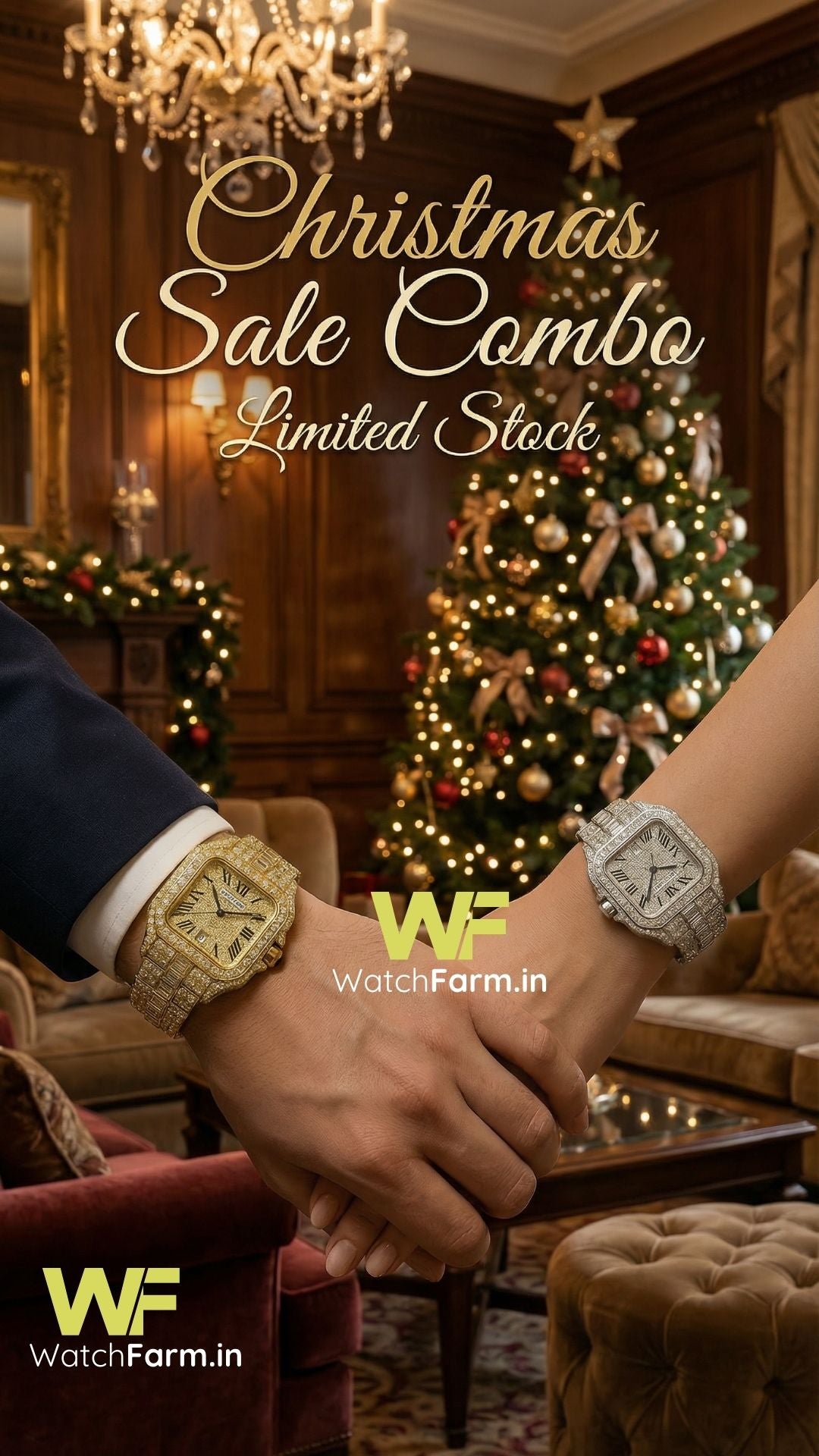 Diamond Watch Gold & Silver Combo-Pack of 2