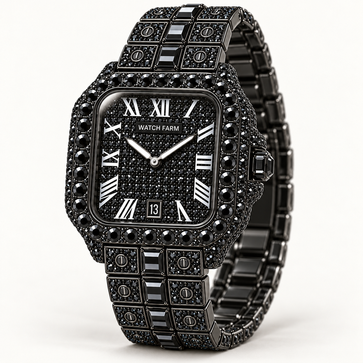 WatchFarm Black Onyx Diamond Watch – three-quarter view