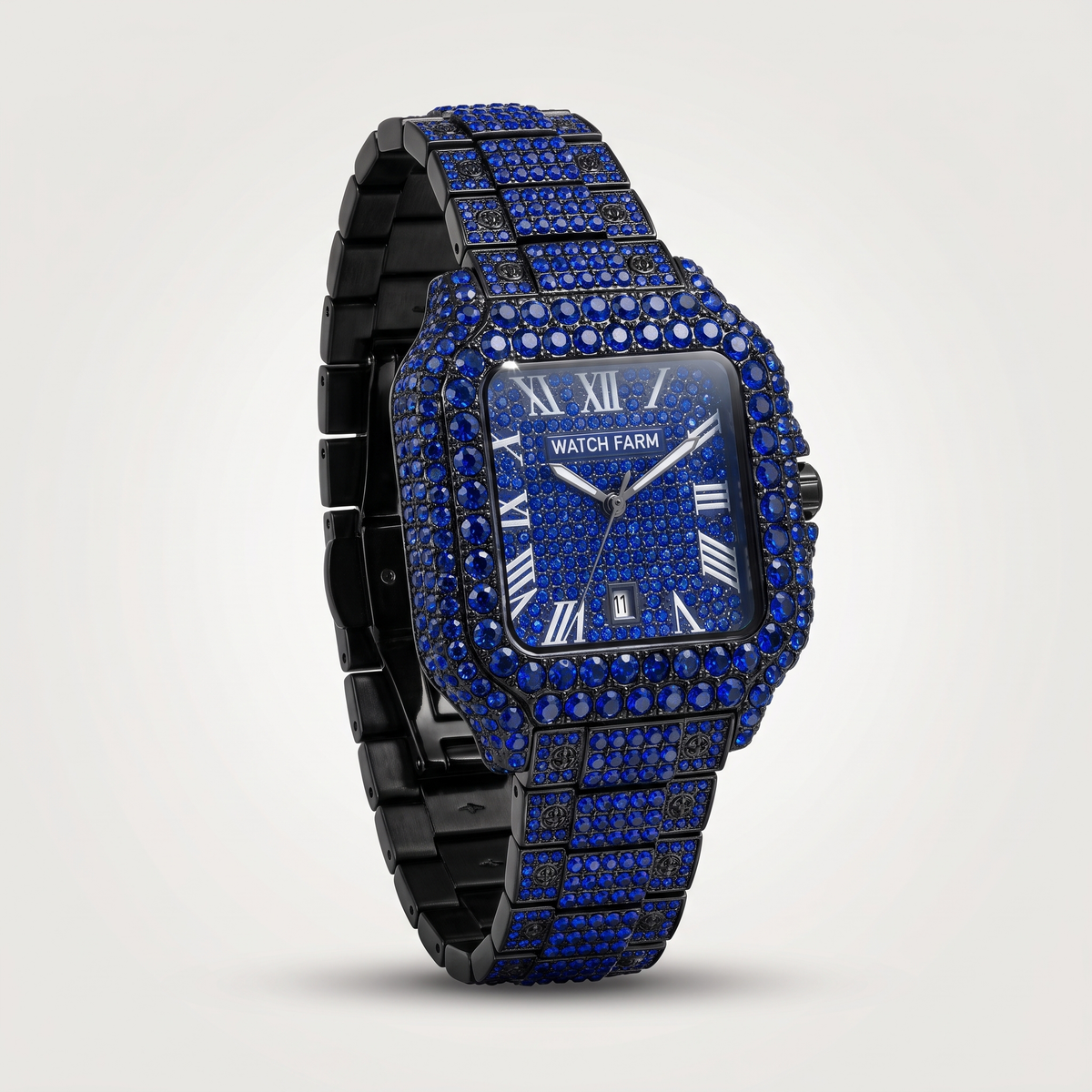 WatchFarm Blue Sapphire Diamond Watch — dramatic hero