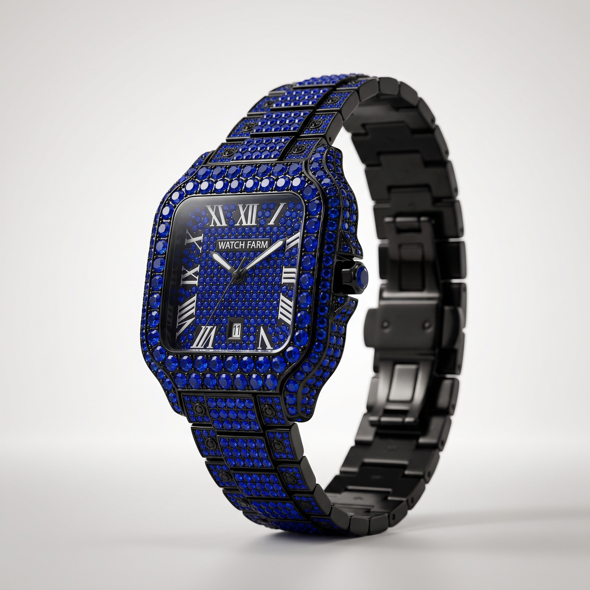 WatchFarm Blue Sapphire Diamond Watch — case detail