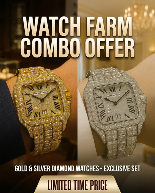 Diamond Watch Gold & Silver Combo-Pack of 2