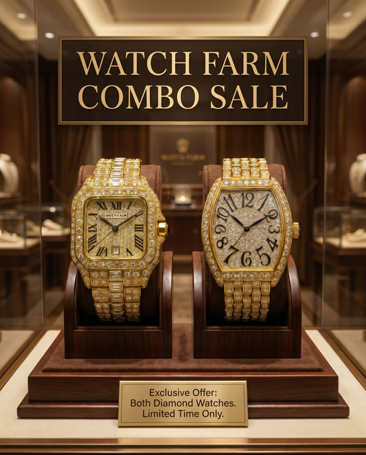 Diamond Watch Gold Combo-Pack of 2