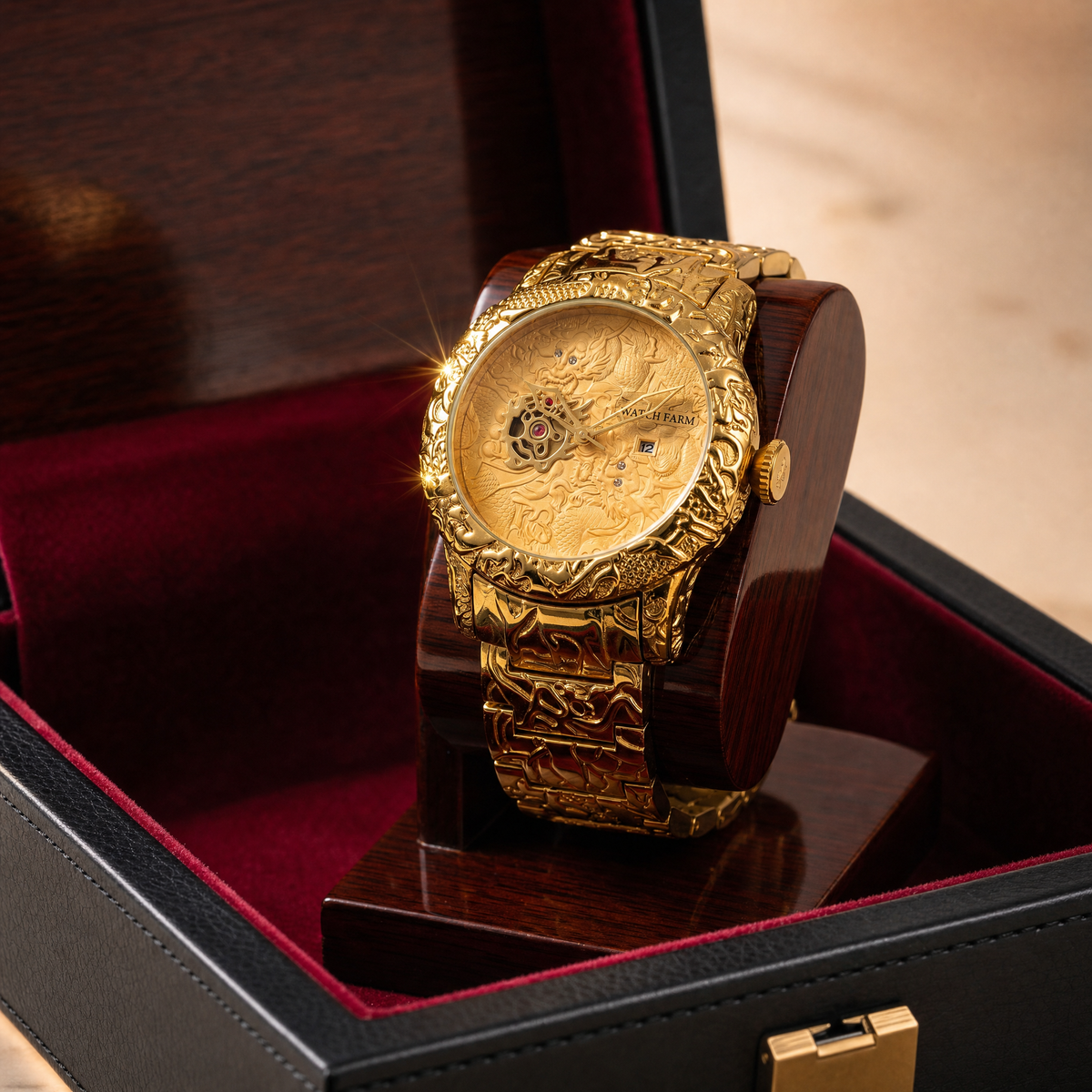 Dragon Gold Watch in Watch Farm luxury presentation box