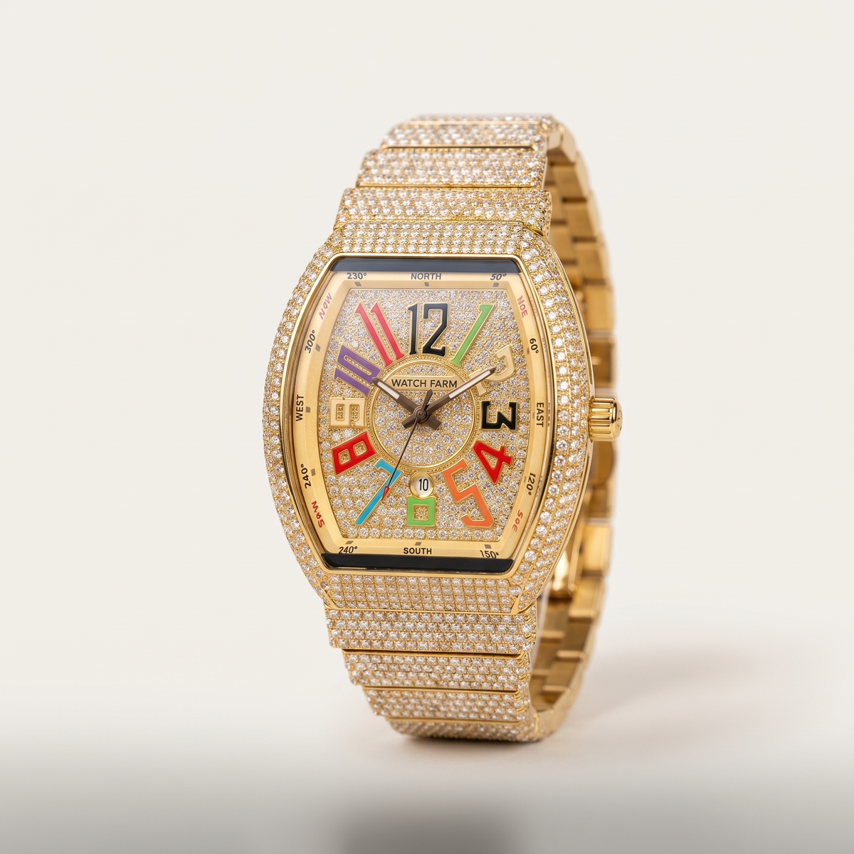 Gold Diamond Tonneau Watch – FREE in Diwali combo